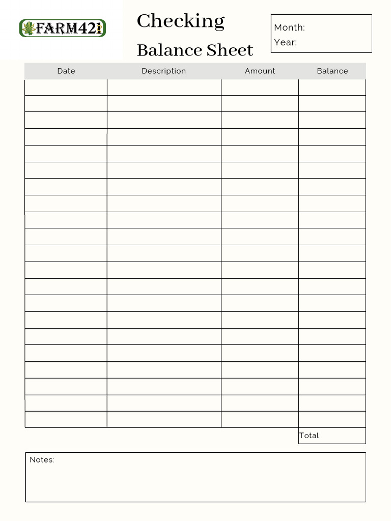 Blank - Checking Balance Sheet | PDF