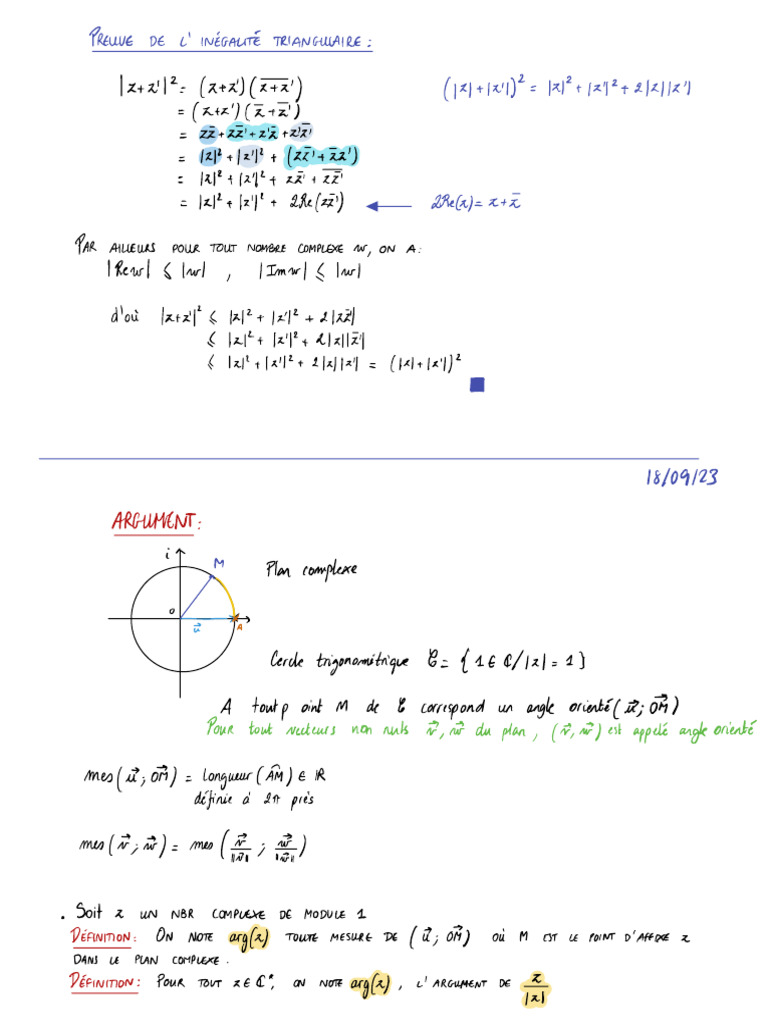 Preuve de l'inégalité triangulaire PDF Nombre complexe Triangle — free download