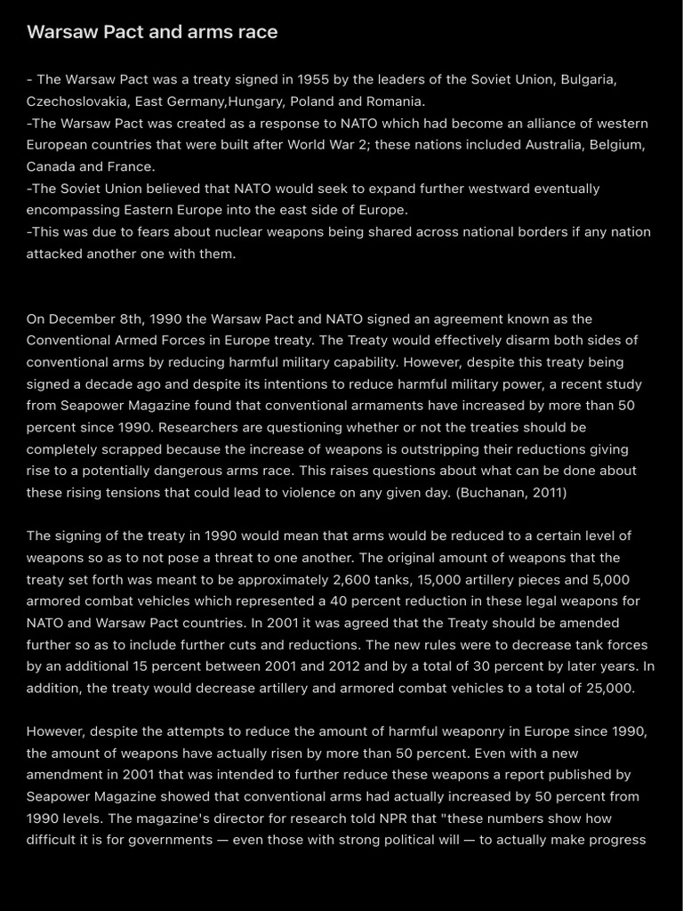 Warsaw Pact's Arms Race Impact | PDF | Warsaw Pact | Nato