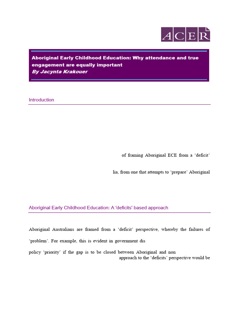 Improving Aboriginal Early Education Access | PDF | Indigenous ...