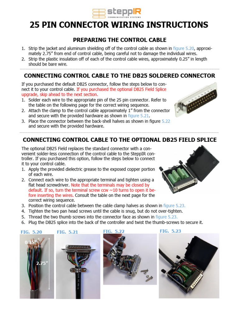 Control Cable DB25 Connector Guide | PDF | Electrical Connector ...