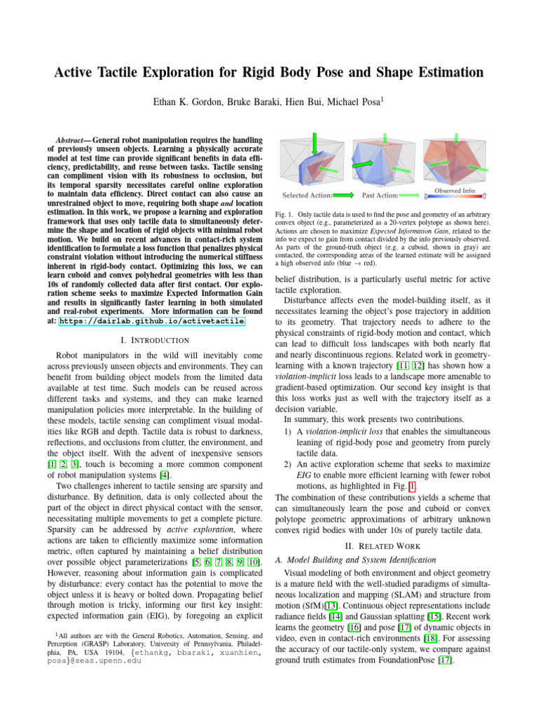 Tactile-Based Rigid Body Estimation | PDF | Normal Distribution ...