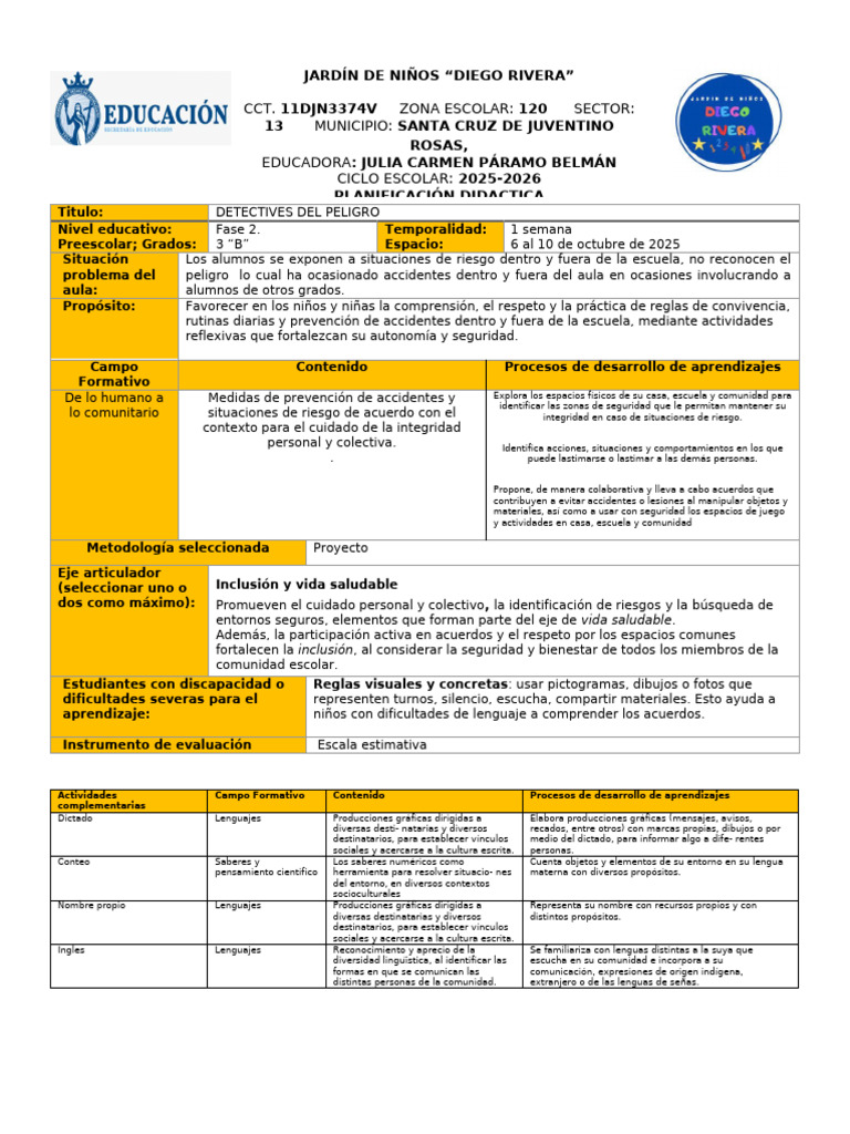 Prevención de Accidentes en Preescolar | PDF | Educación de la primera ...