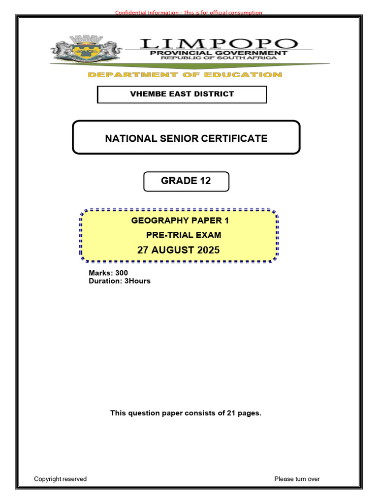 Grade 12 Geography Pre-Trial Exam 2025 | PDF | Tropical Cyclones | Cyclone
