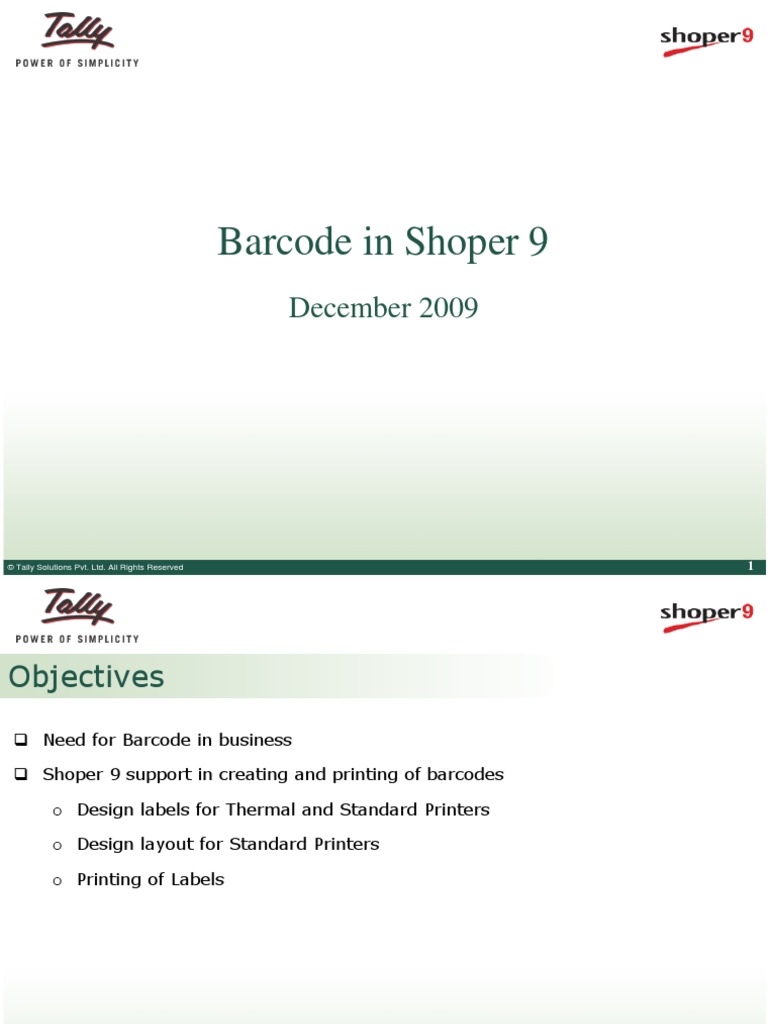 Barcode in Shoper 9 - Tally Solution - Provider International Solutions ...