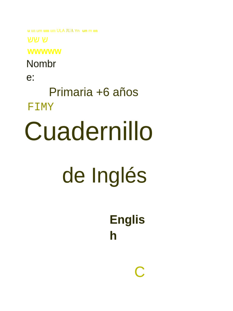 Cuadernillo de Inglés para Primaria | PDF