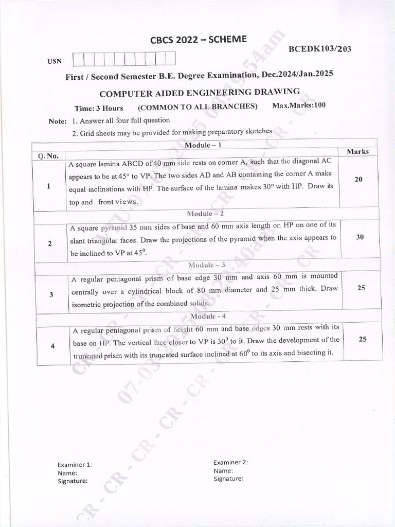 CAED - IAT QP - Previous Semesters | PDF