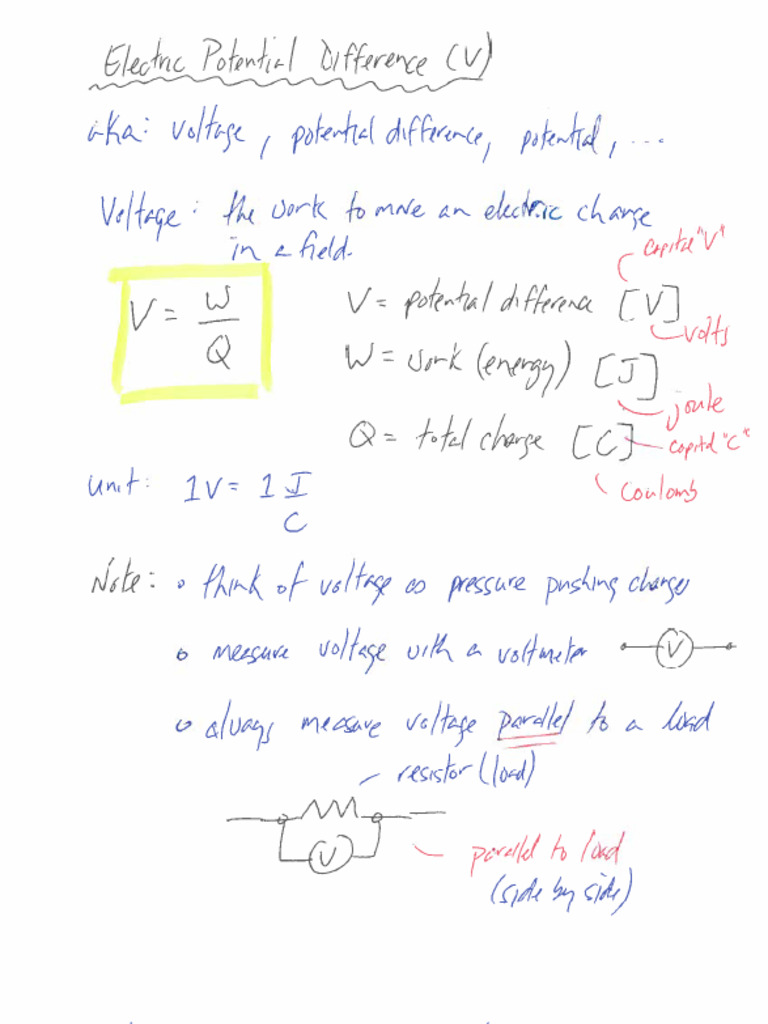 Elec Potential Diff Note | PDF