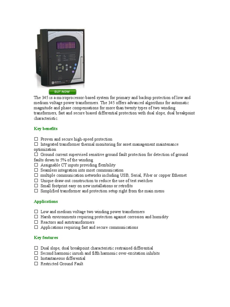 Advanced Transformer Protection System | PDF