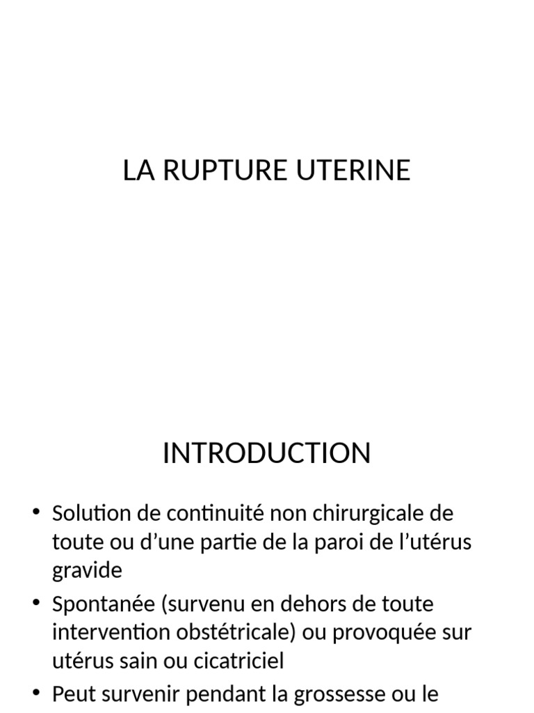 Rupture utérine : diagnostic et prise en charge | PDF | Utérus ...