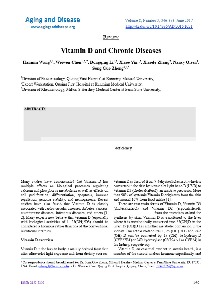 Vitamin D Deficiency and Chronic Diseases | PDF | Vitamin D | Inflammation
