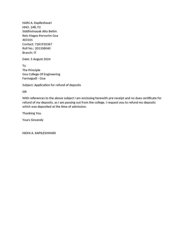 Application For Refund | PDF