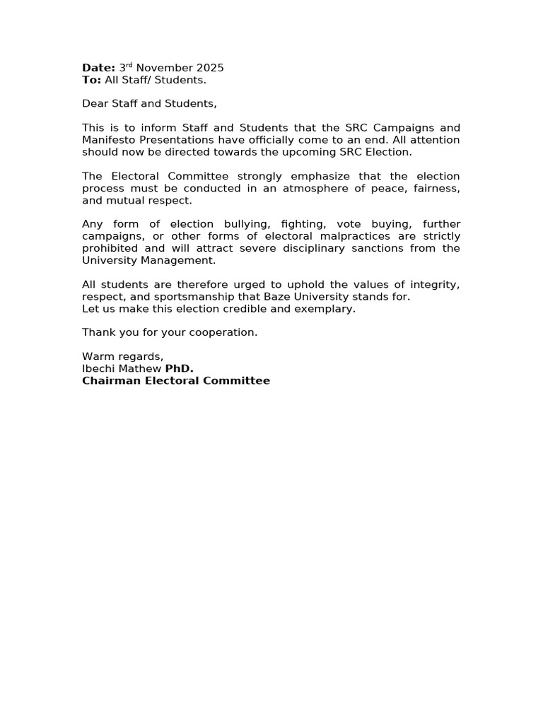 SRC Election Update 111 | PDF