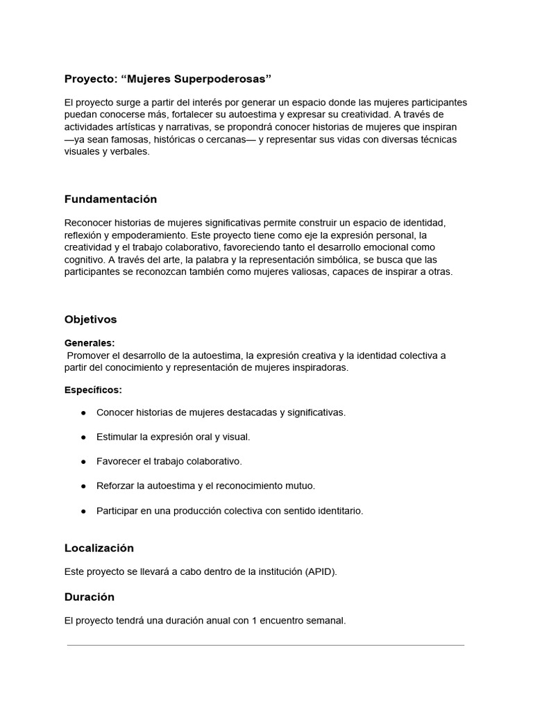 Proyecto de Empoderamiento Femenino | PDF | Cognición | Conceptos