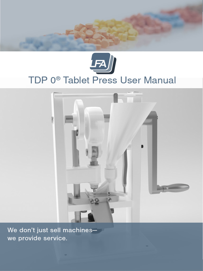 TDP 0® Tablet Press User Manual | PDF | Screw | Tablet (Pharmacy)