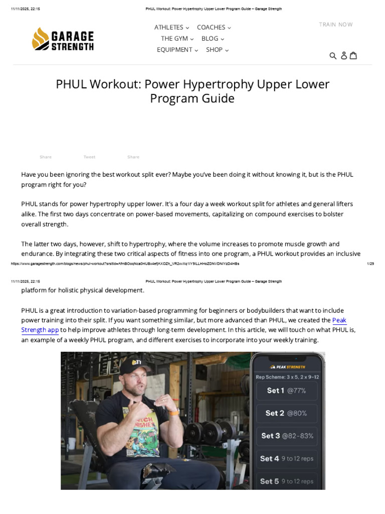 PHUL Workout Program Overview | PDF | Strength Training | Muscle ...