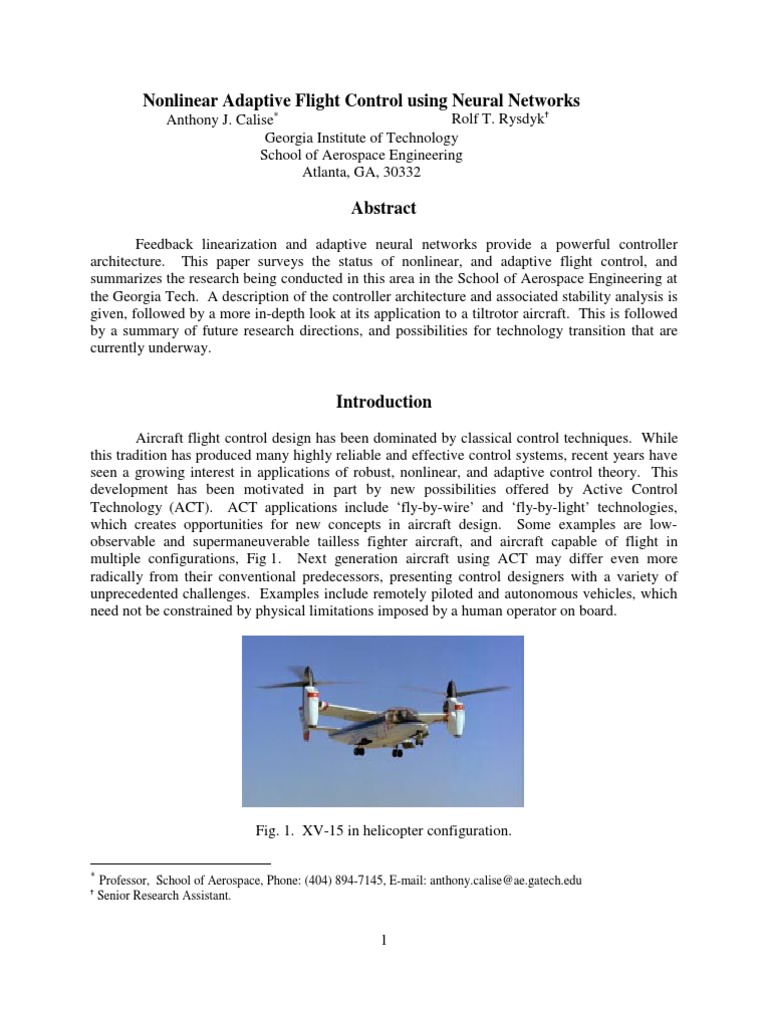 Nonlinear Adaptive Flight Control Systems | PDF | Control Theory ...