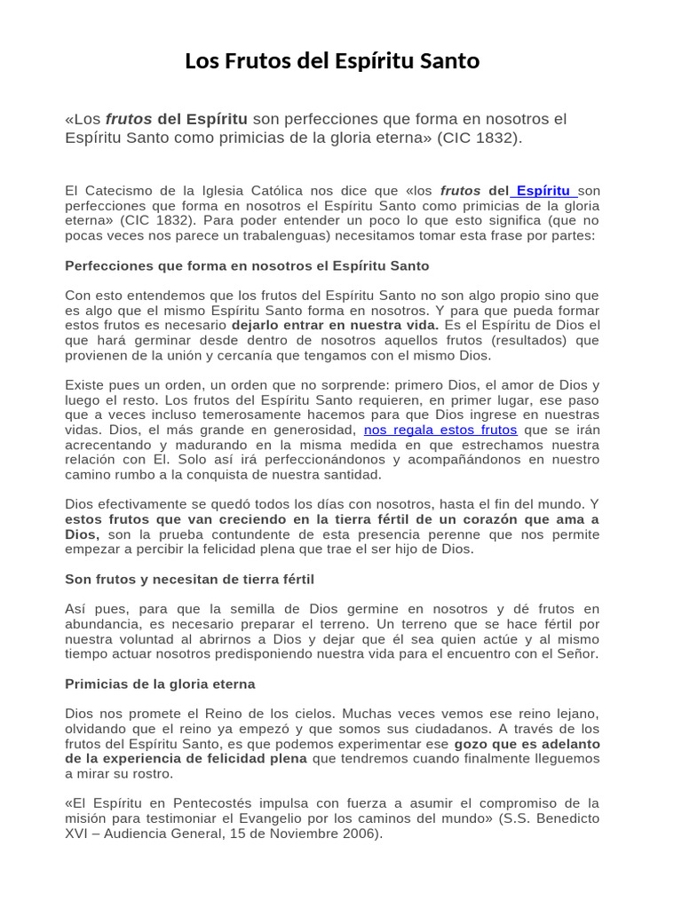 Frutos del Espíritu Santo Explicados | PDF | Fruto Del Espiritu Santo ...