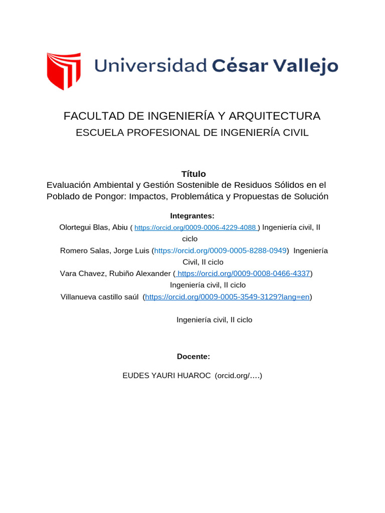 Gestión Sostenible de Residuos en Pongor | PDF | Residuos | Entorno natural