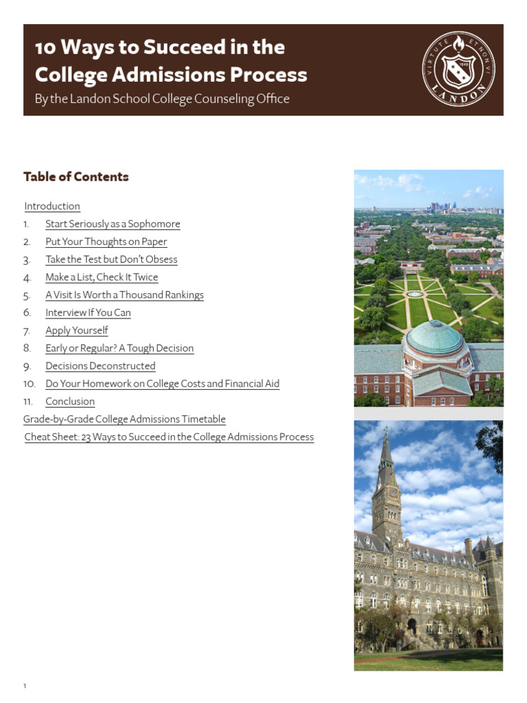 10 Tips for College Admissions Success | PDF | College Admissions In ...