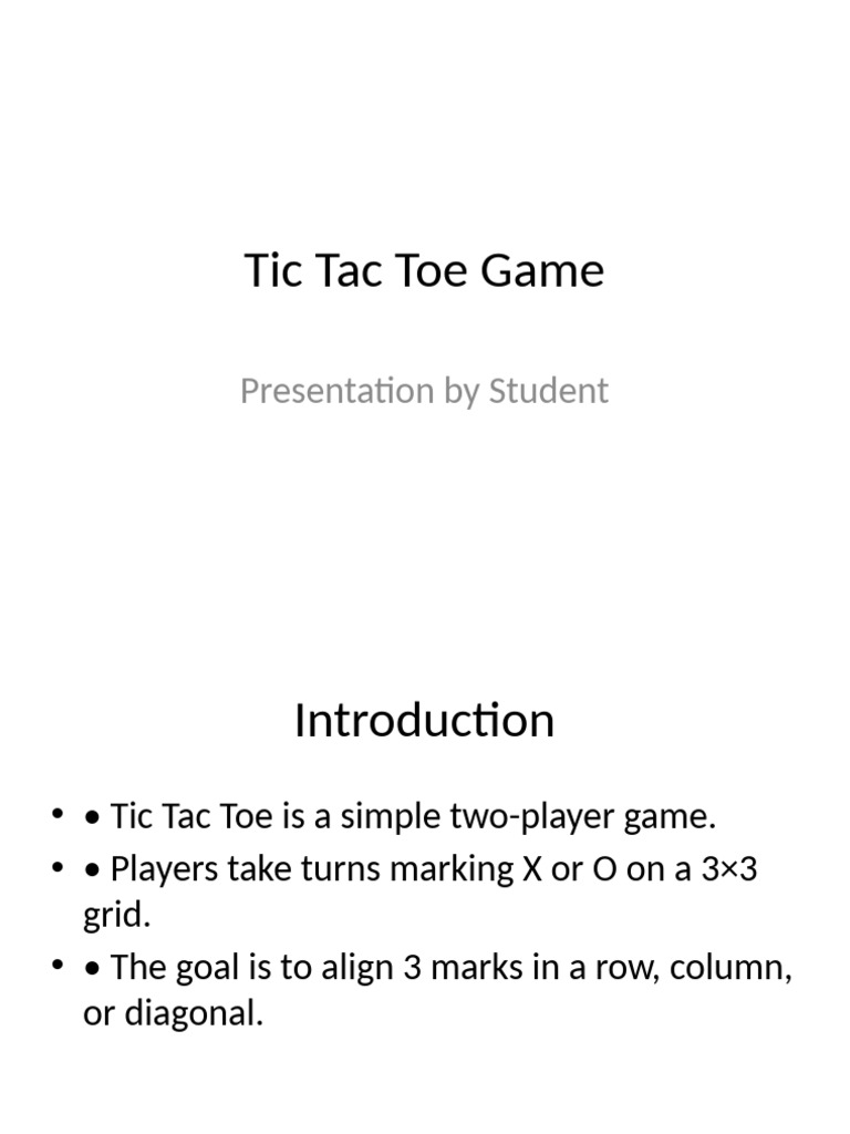 Tic Tac Toe Game Rules and Logic | PDF