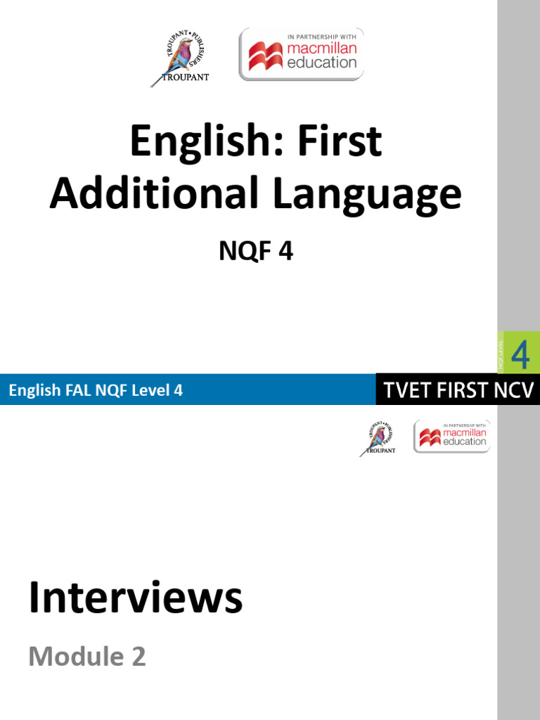 English FAL NQF Level 4 Interview Guide | PDF | Reading Comprehension ...