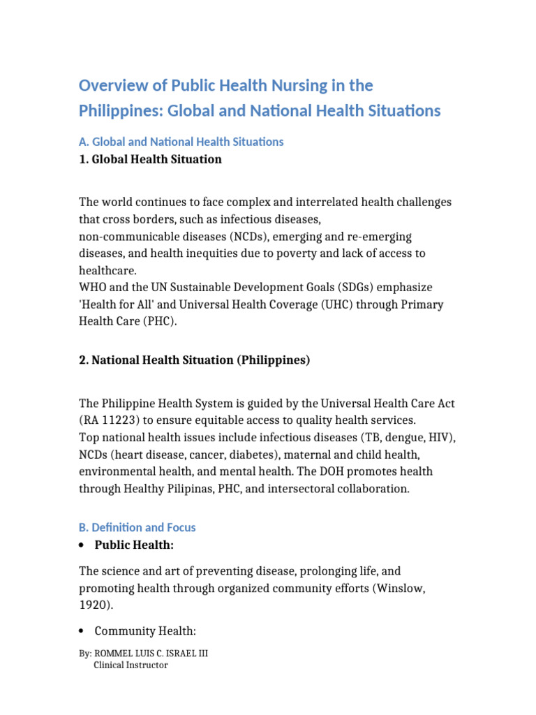 Public Health Nursing in the Philippines | PDF | Public Health | Health ...