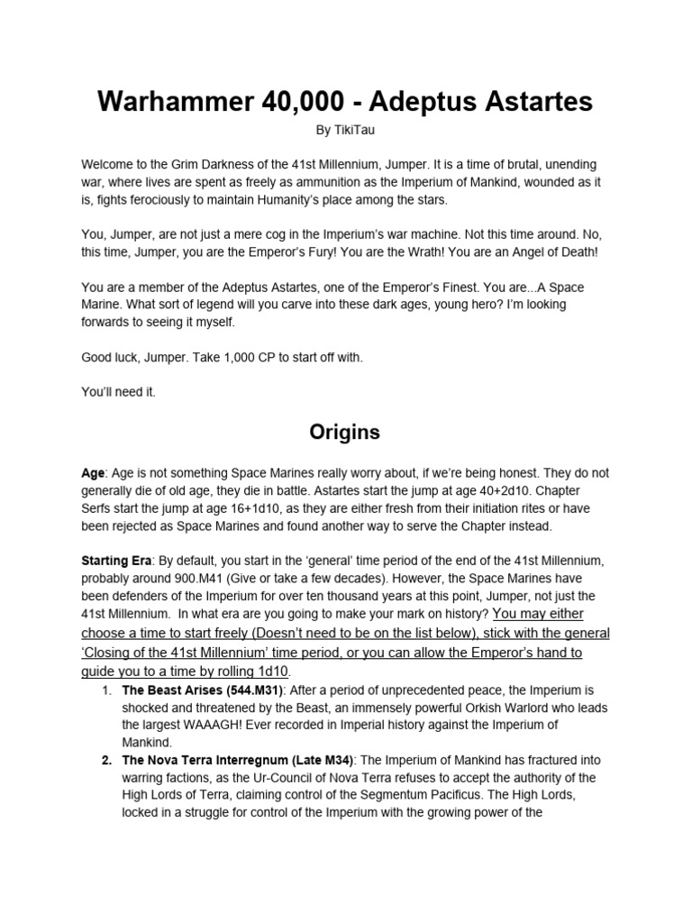 Adeptus Astartes: Space Marine Lore Guide | PDF