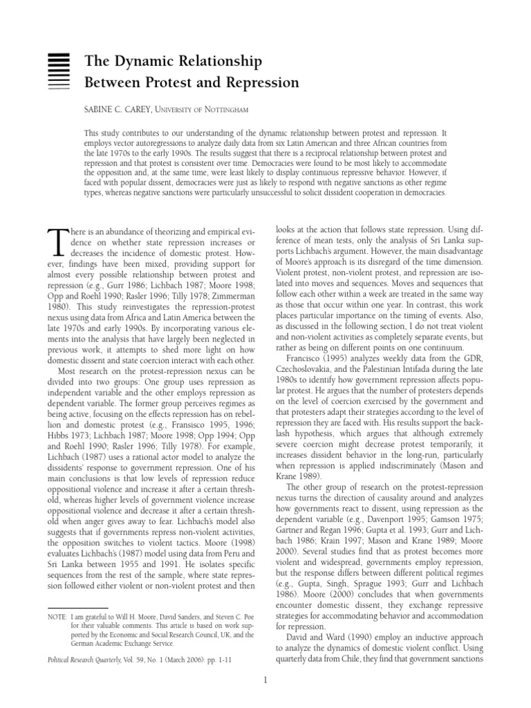 Protest and Repression Dynamics Analysis | PDF | Political Repression ...