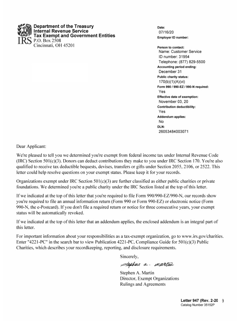 SHARK+IRS+501c3+Determination+Letter | PDF
