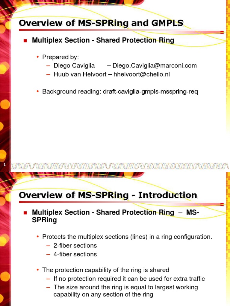 MS-SPRing Overview and GMPLS Integration | PDF | Network Topology ...