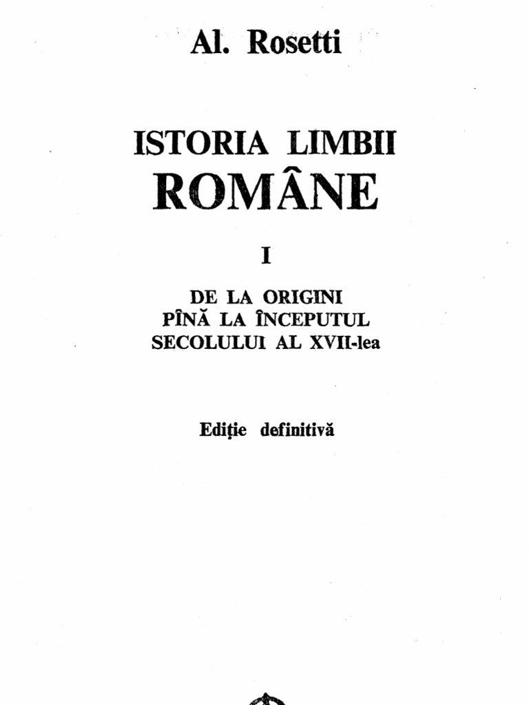 Al Rosetti Istoria Limbii Romane