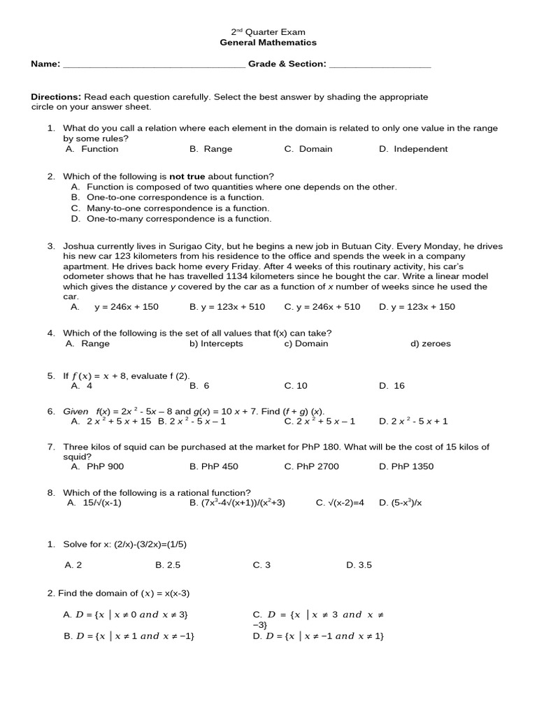 2nd Quarter Exam - Gen Math | PDF | Interest | Compound Interest