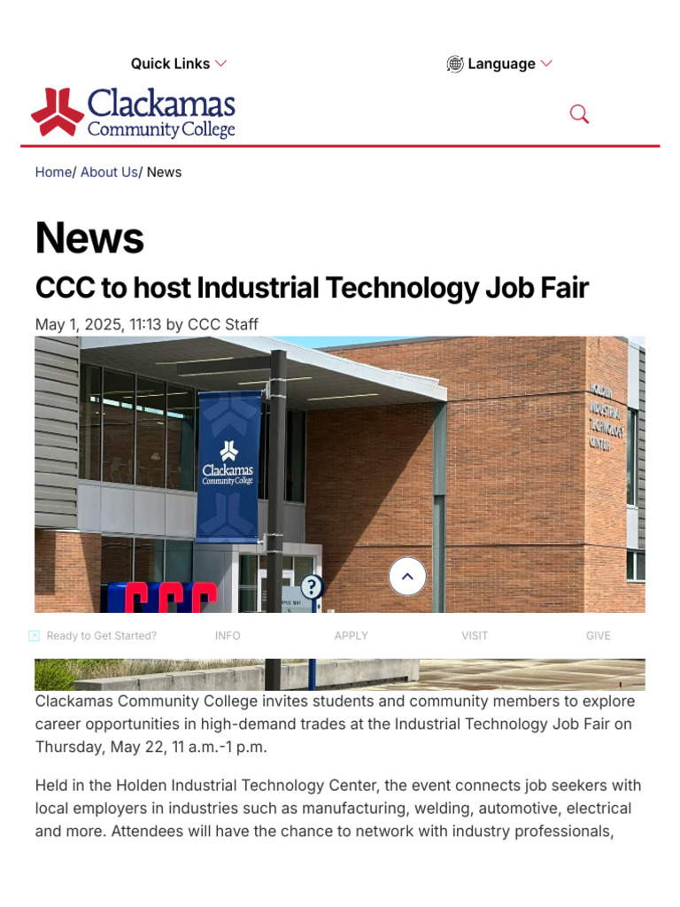 CCC to Host Industrial Technology Job Fair | CCC | PDF | Discrimination ...