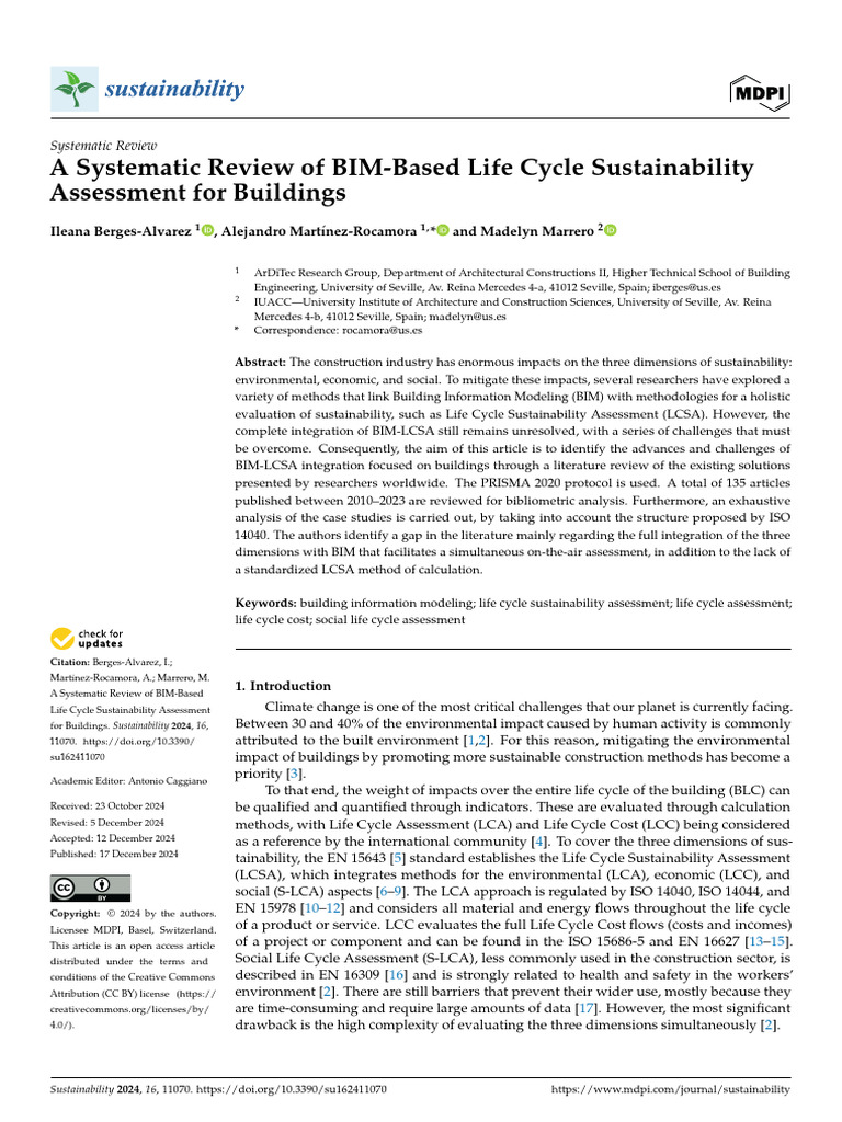 BIM and Life Cycle Sustainability Review | PDF | Life Cycle Assessment ...