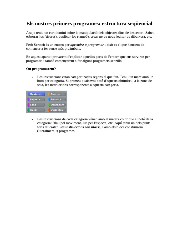 Els Nostres Primers Programes | PDF