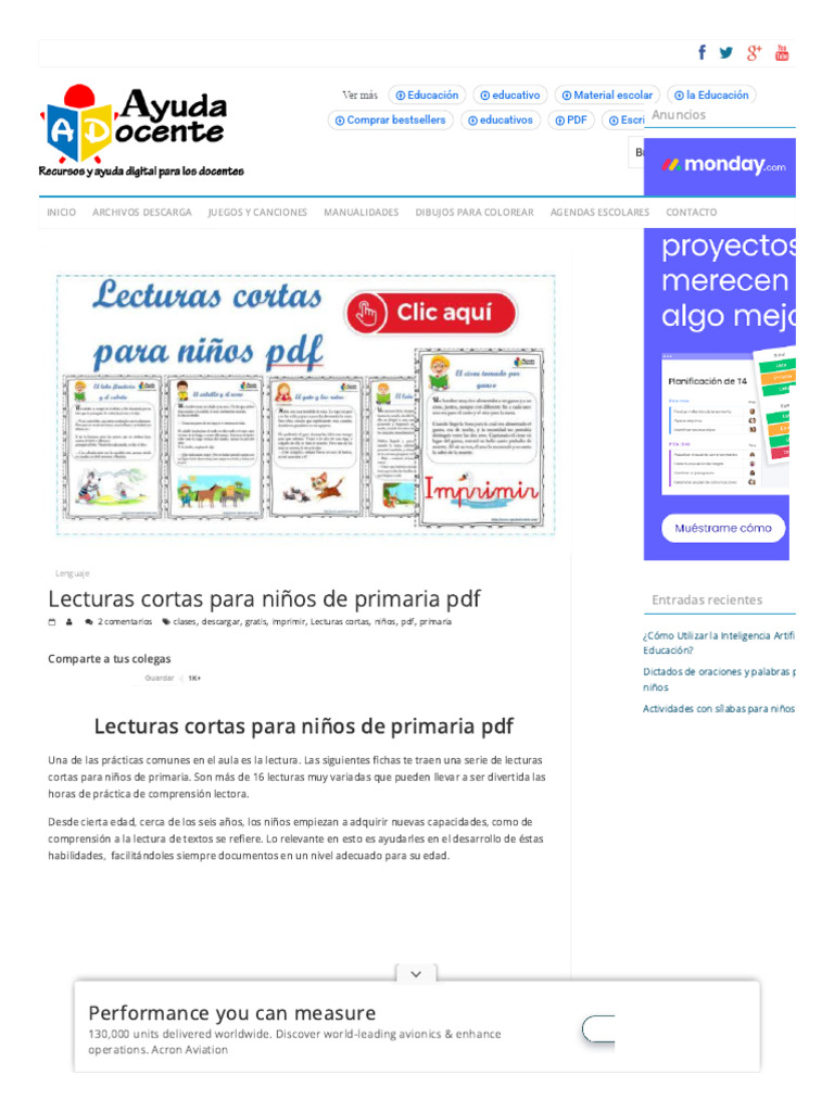 Lecturas Cortas para Niños de Primaria | PDF