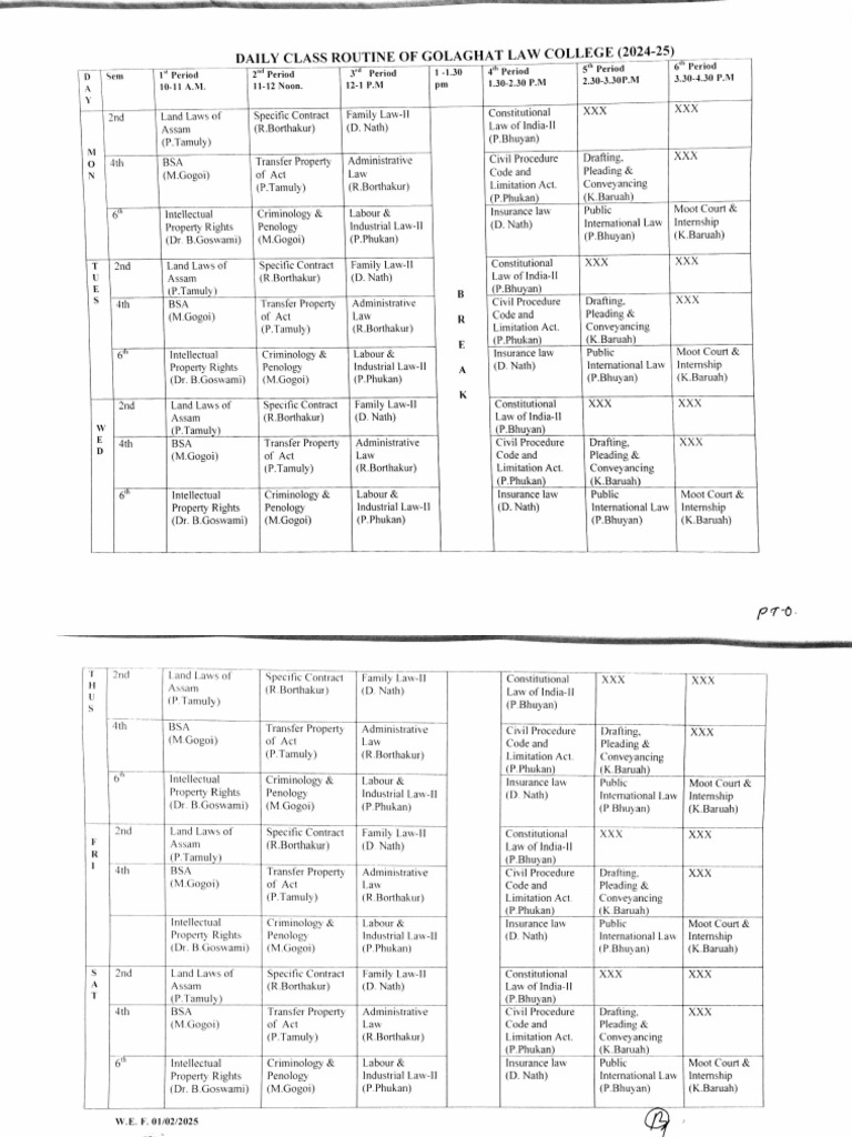 Class Routine, 2024-25 28-Jan-2025 13-37-50 | PDF