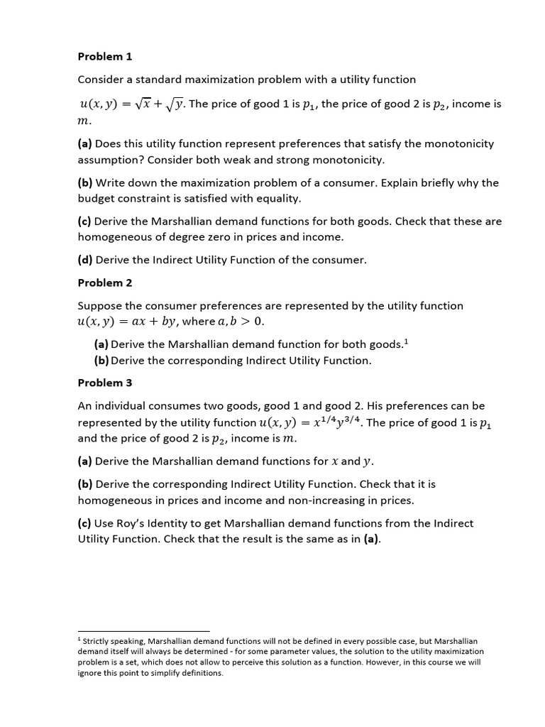 Utility Maximization and Demand Functions | PDF