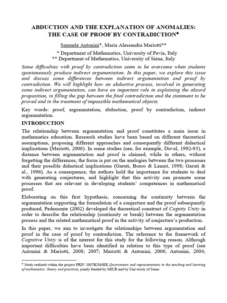 Indirect Argumentation vs. Proof by Contradiction | PDF | Mathematical ...