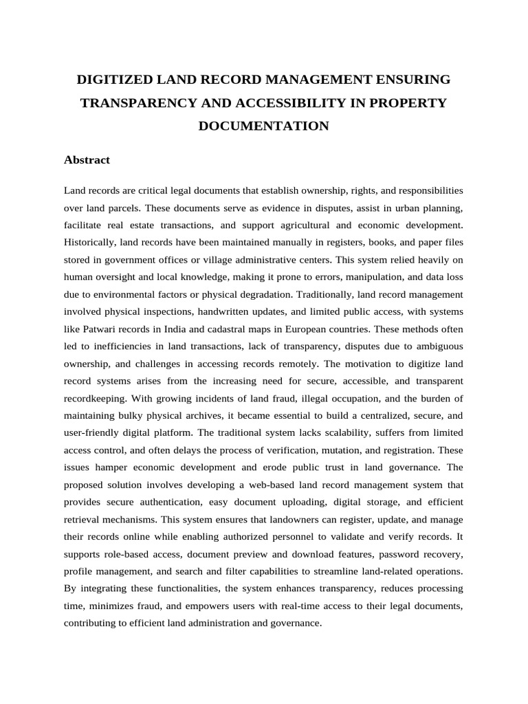 A09 Digitized Land Record Management Ensuring Transparency and ...
