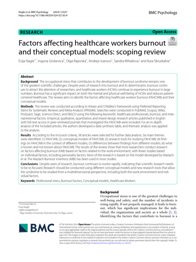 Factors Influencing Healthcare Worker Burnout | PDF | Systematic Review ...