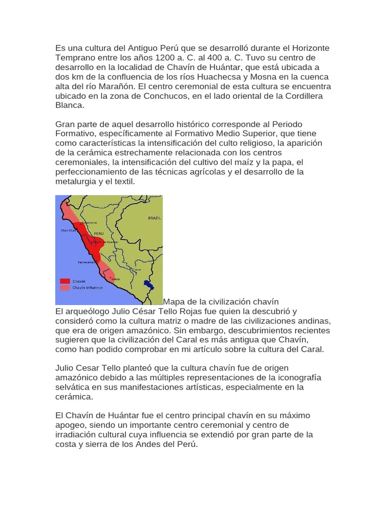 Cultura Chavín: Orígenes y Arte | PDF