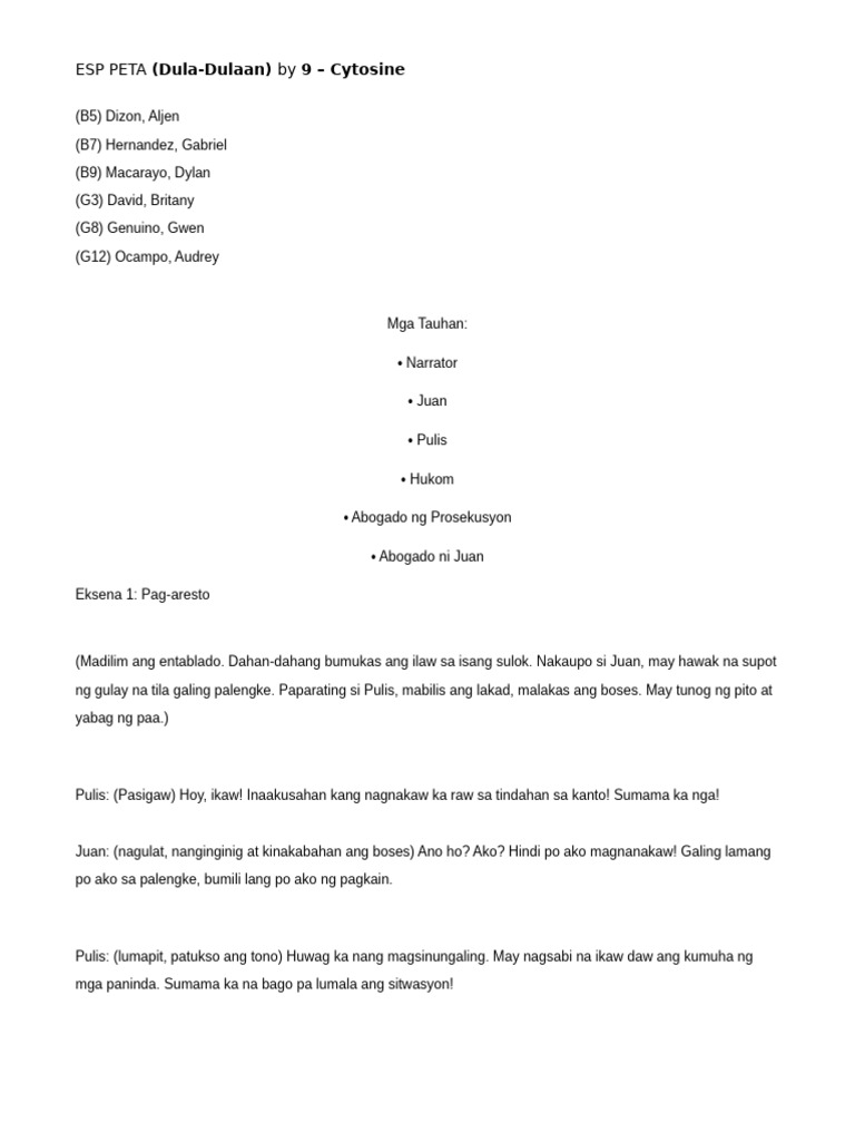 ESP Script For Group 4 | PDF