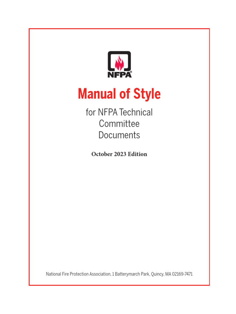 NFPA Technical Committee Style Manual | PDF | Paragraph | Citation