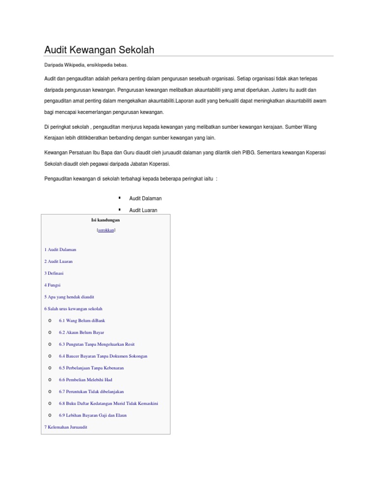 Audit Kewangan Sekolah Pdf