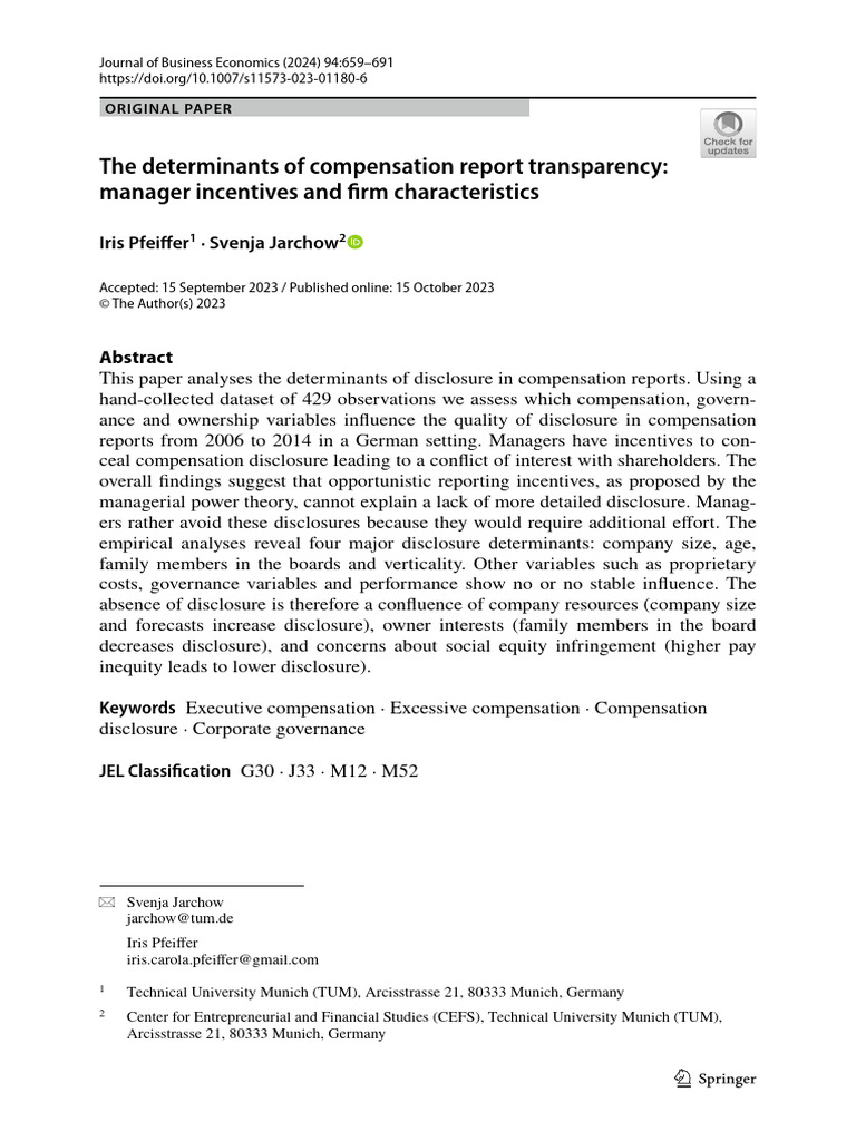 Compensation Report Transparency in Germany | PDF | Regression Analysis ...