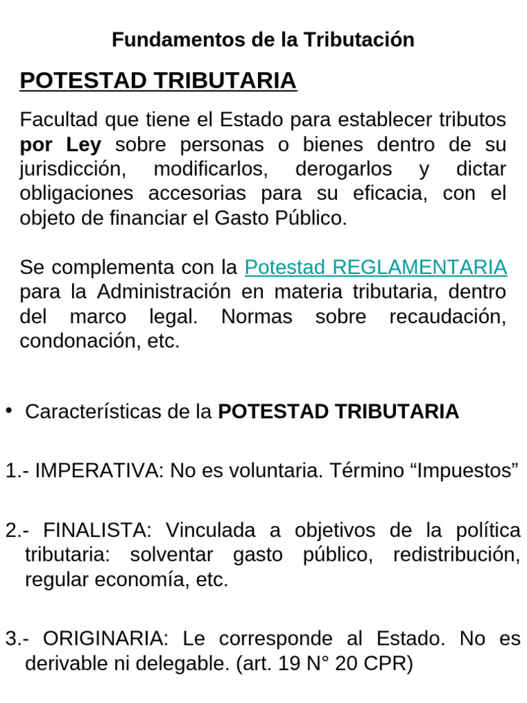 Fundamentos de la Potestad Tributaria | PDF | Impuestos | Estatuto de ...