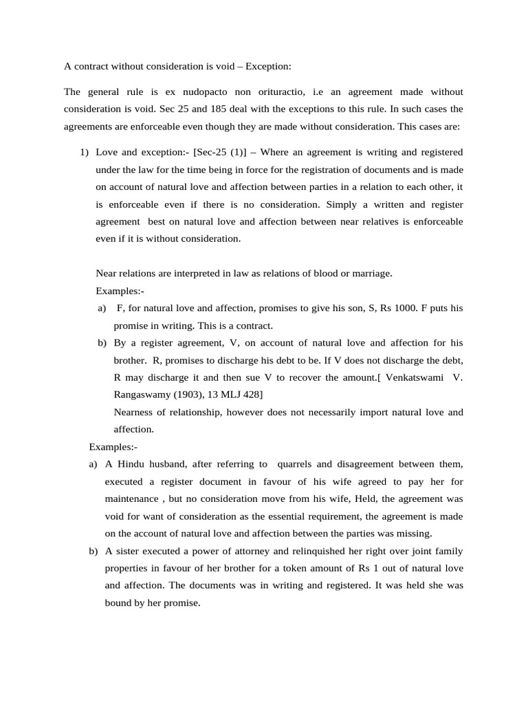 Contracts Without Consideration: Exceptions | PDF | Consideration | Debt