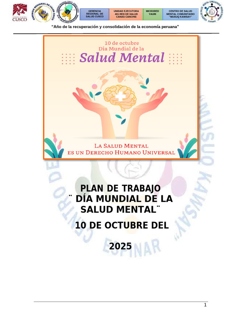 Día Mundial de la Salud Mental 2025 | PDF | Salud mental | Invalidez